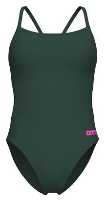Maillot de Bain Arena Team Dos Challenge Kaki/Rose Femme