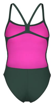 Maillot de Bain Arena Team Dos Challenge Kaki/Rose Femme