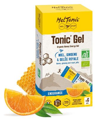 Set van 6 Meltonic Tonic' Gel Bio Endurance Honey/Ginseng/Orange 6x20g