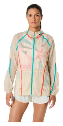 Veste coupe-vent Asics Road Limited Series Packable Beige Femme