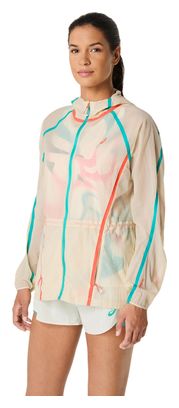 Veste coupe-vent Asics Road Limited Series Packable Beige Femme