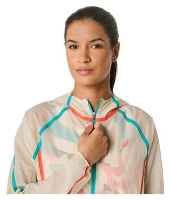 Veste coupe-vent Asics Road Limited Series Packable Beige Femme