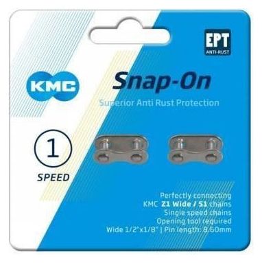 KMC Chaîne Link Single Vitesses Snap-On 1/2X1/8  Wide Ept - Argent (2 Pcs)
