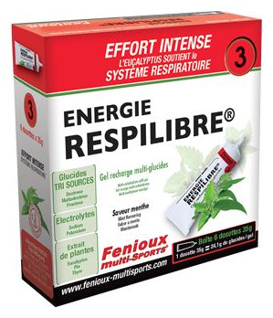 Pack gels énergétiques Fenioux Multi-Sports Respilibre Energie 3 Menthe - 6x35g