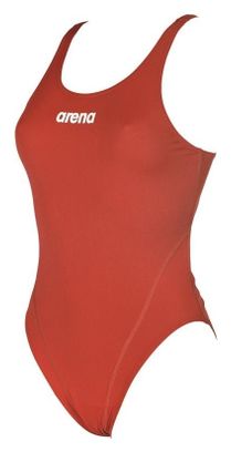 Arena SOLID Swim Tech  High -  Red White  - Maillot Natation Femme 1 pièce