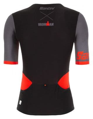 Santini X Ironman Audax Aero Tri Short Sleeve Jersey Zwart / Rood
