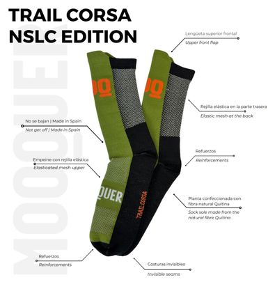 Chaussettes de Trail Running en Maille Renforcée Trail Corsa Mooquer Vert