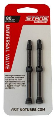 Paire de Valves Tubeless Stan's Alloy Valves Presta Noir