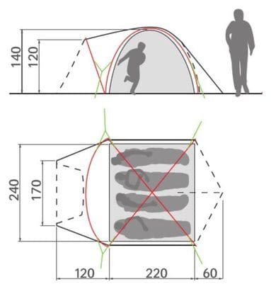 Tente 4 personnes Vaude Campo Grande XT 4 Vert