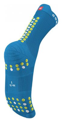 Chaussettes Compressport Pro Racing Socks v4.0 Bleu Hawaiian Jaune Primerose