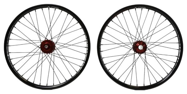 Pair of Pride Control SD M08 20'' (406) Aluminium Disc Wheels 28H Red Hub