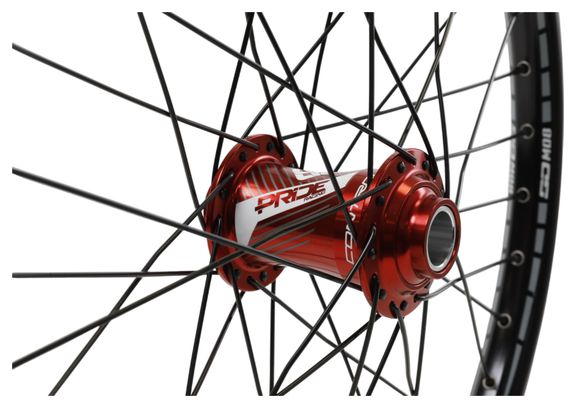 Pair of Pride Control SD M08 20'' (406) Aluminium Disc Wheels 28H Red Hub