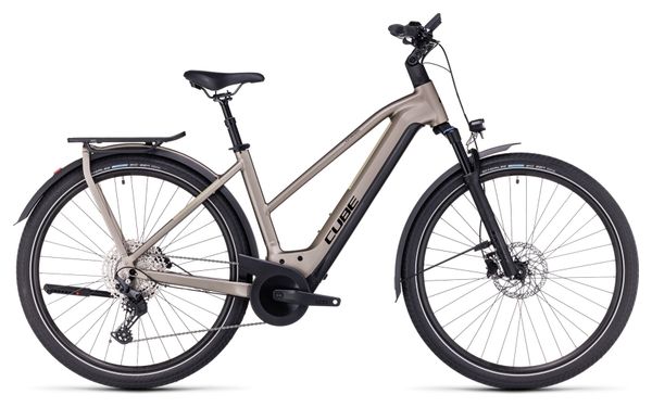 Vélo de Ville Électrique Cube Kathmandu Hybrid Pro 750 Trapeze Shimano Deore 11V 750 Wh 700 mm Beige Gris Flash Stone 2023