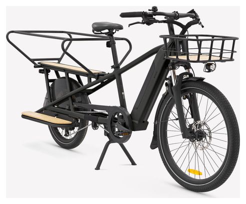 Vélo Cargo Longtail Électrique Btwin Elops R500E Microshift 8V 26/20'' 672 Wh Noir 2024