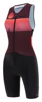 Santini X Ironman Audax Aero Sleeveless Trisuit Black / Coral Women
