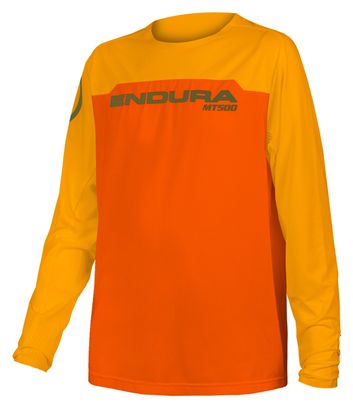 Endura MT500 Burner Junior Long Sleeve Jersey Tangerine Orange