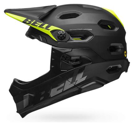 Casque avec Mentonnière Amovible Bell Super DH Mips Noir Mat Vert Fluo