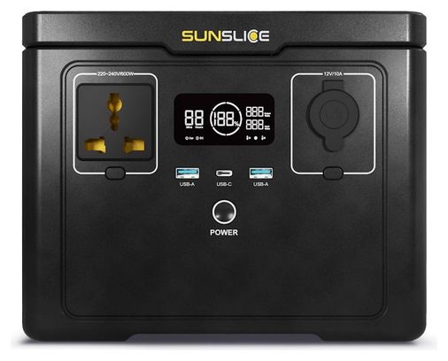 Station d'Énergie Portable Sunslice Gravity 512 512Wh 600W LiFePO4 1200W Noir