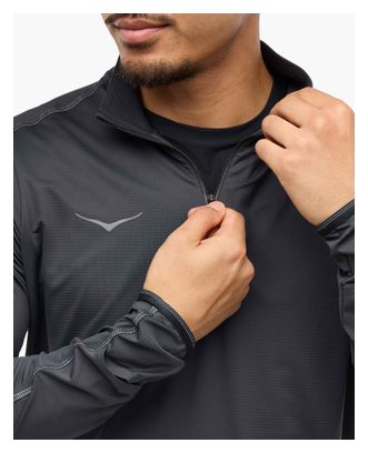 Hoka GlideTech Top 1/4 di zip nero da uomo