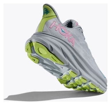 Hoka Clifton 9 Laufschuhe Grau/Pink/Grün Damen