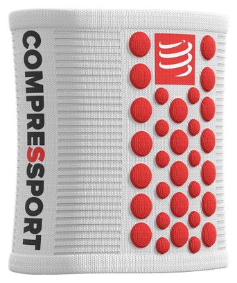Bandeaux Poignet (x2) Compressport Sweatbands 3D.Dots Blanc/Rouge 