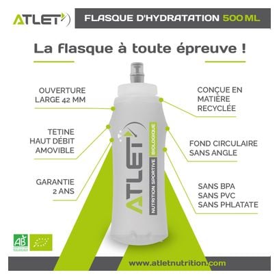 Flasque souple d'hydratation 500 ml matières recyclées ATLET