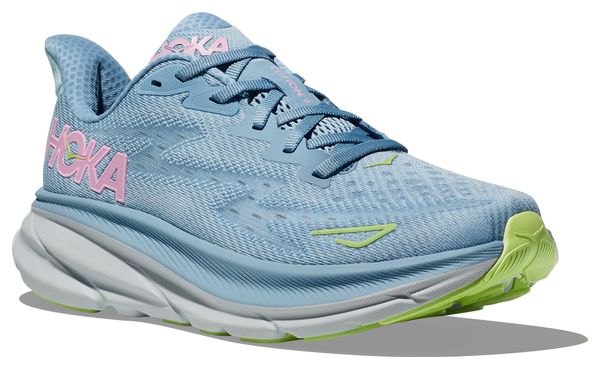 Chaussures Running Hoka One One Clifton 9 Large D Bleu Rose Femme