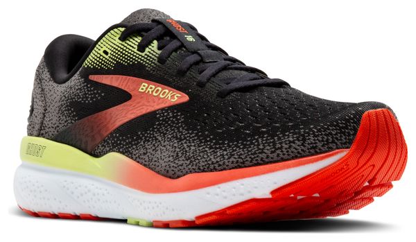 Chaussures Running Brooks Ghost 16 Large 2E Noir/Rouge/Vert Homme