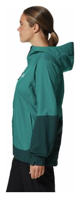 Nueva Chaqueta Impermeable Mountain Hardwear Stretch Ozonic Verde para Mujer
