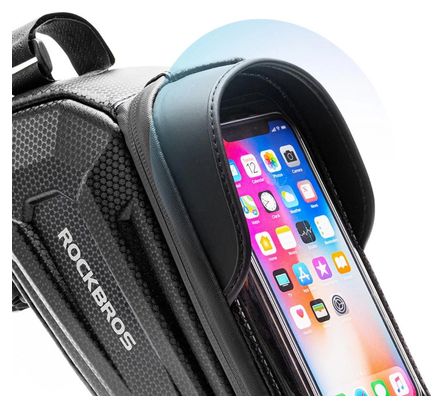 Sacoche de cadre blindé Rockbros B68 pour vélo avec poche pour téléphone noir