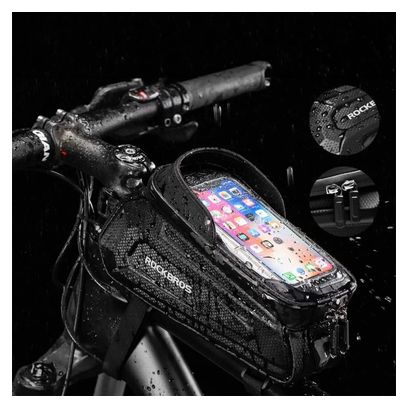 Sacoche de cadre blindé Rockbros B68 pour vélo avec poche pour téléphone noir