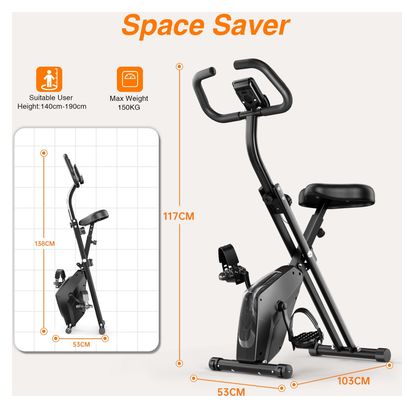 Vélo d’appartement Fitness pliable magnétique multifonction Noir