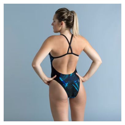 Damen Badeanzug Nabaiji Lexa Koli Schwarz Blau