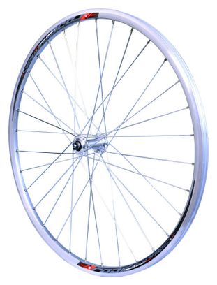 ROUE 700 COURSE AVANT JANTE ALU DOUBLE PAROI ARGENT FREIN PATIN MOYEU ALU BLOCAGE RAPIDE .