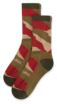 Endura Peak Camo Sokken Groen/Rood