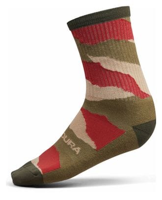 Endura Peak Camo Socken Grün/Rot