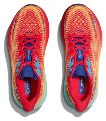 Hoka One One Clifton 9 Rojo Naranja Azul Zapatillas de Running para Mujer