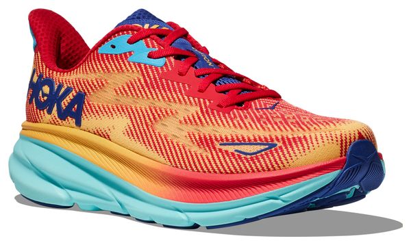 Hoka One One Clifton 9 Running-Schuhe Rot Orange Blau Damen