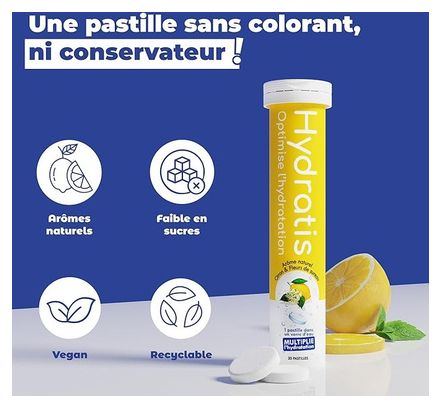HYDRATIS - 20 Pastilles Effervescentes Citron + Fleur de Sureau
