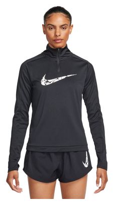 Camiseta <strong>Nike Dri-Fit Swoosh 1/2 Zip</strong> Negra, Mujer