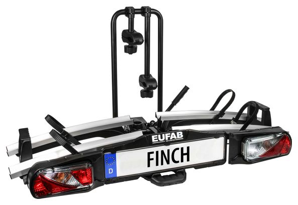 Portabicicletas para enganche de remolqueEufab Finch 13 patillas - 2 bicicletas (compatible con E-Bikes) Negro Plata