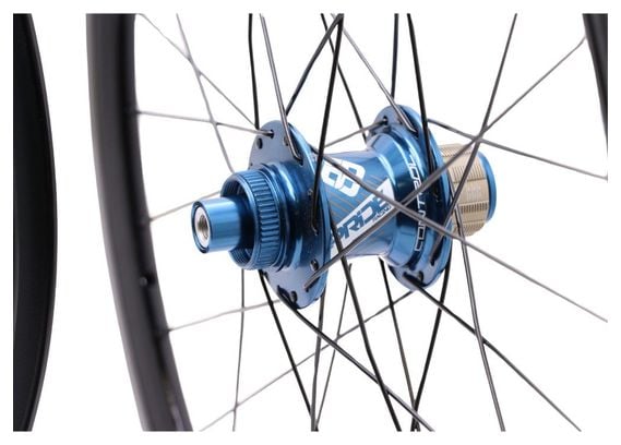 Paire de Roues Carbone Expert Pride Gravity SL Gloss Disc 28h Bleu