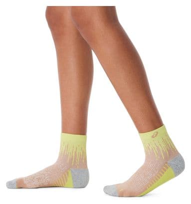 Asics Performance Run Quarter Socks Pink/Yellow