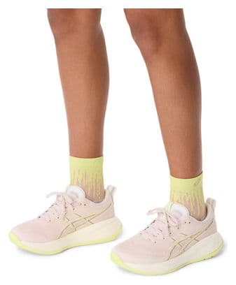 Asics Performance Run Quarter Socks Pink/Yellow