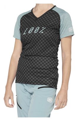 Maillot Manches Courtes Femme 100% Airmatic Jersey Seafoam Checkers