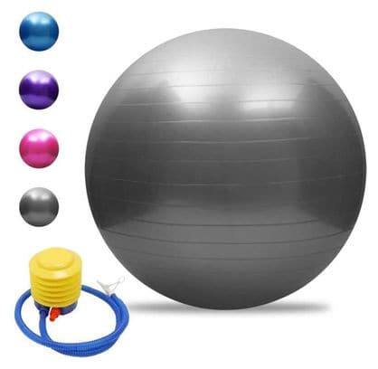 Balle de yoga Balle d'équilibre Pilates Barre de gymnastique physique Balle d'exercice physique 55 cm Argenté