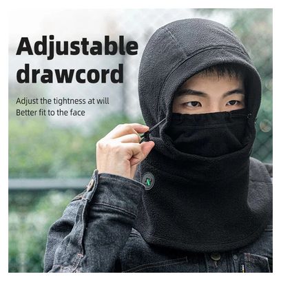 scarf fleece 3-in-1 windproof long black