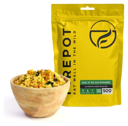 Comida liofilizada Firepot: dahl y arroz con espinacas - 135 g