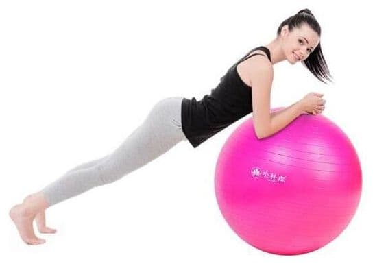 Swiss Ball Ballon de Fitness Gymnastique pour Pilates Yoga Renforcement du Dos avec Pompe Ballon - Rose Diamètre 65 cm Taille S
