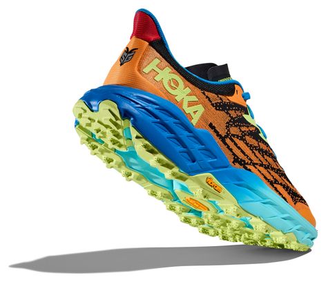 Hoka One One Speedgoat 5 Arancione Blu Verde Scarpe da Trail Uomo